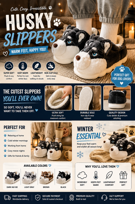 CozyPaws™ Husky Slippers
