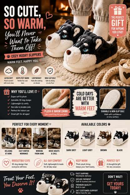 CozyPaws™ Husky Slippers